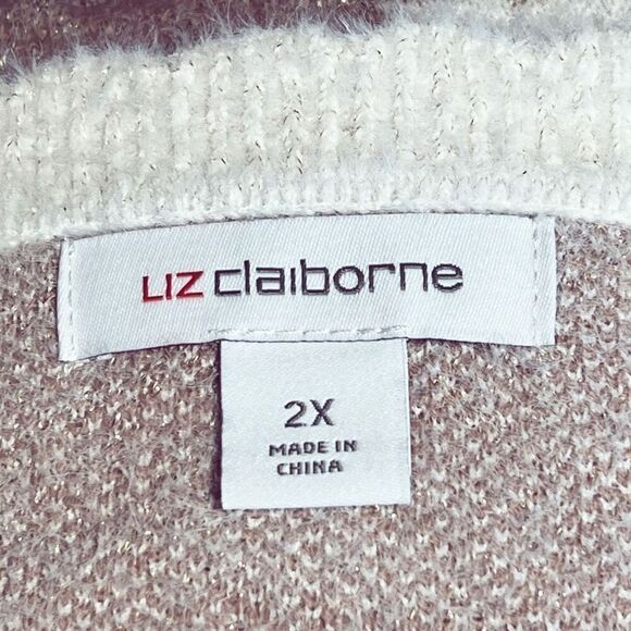 Liz Claiborne Ivory Beige Floral Jacquard Knit Sweater Size 2X NWT - Picture 8 of 11